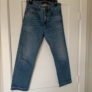 Veronica Beard Medium Blue Cropped Straight-Leg Jeans